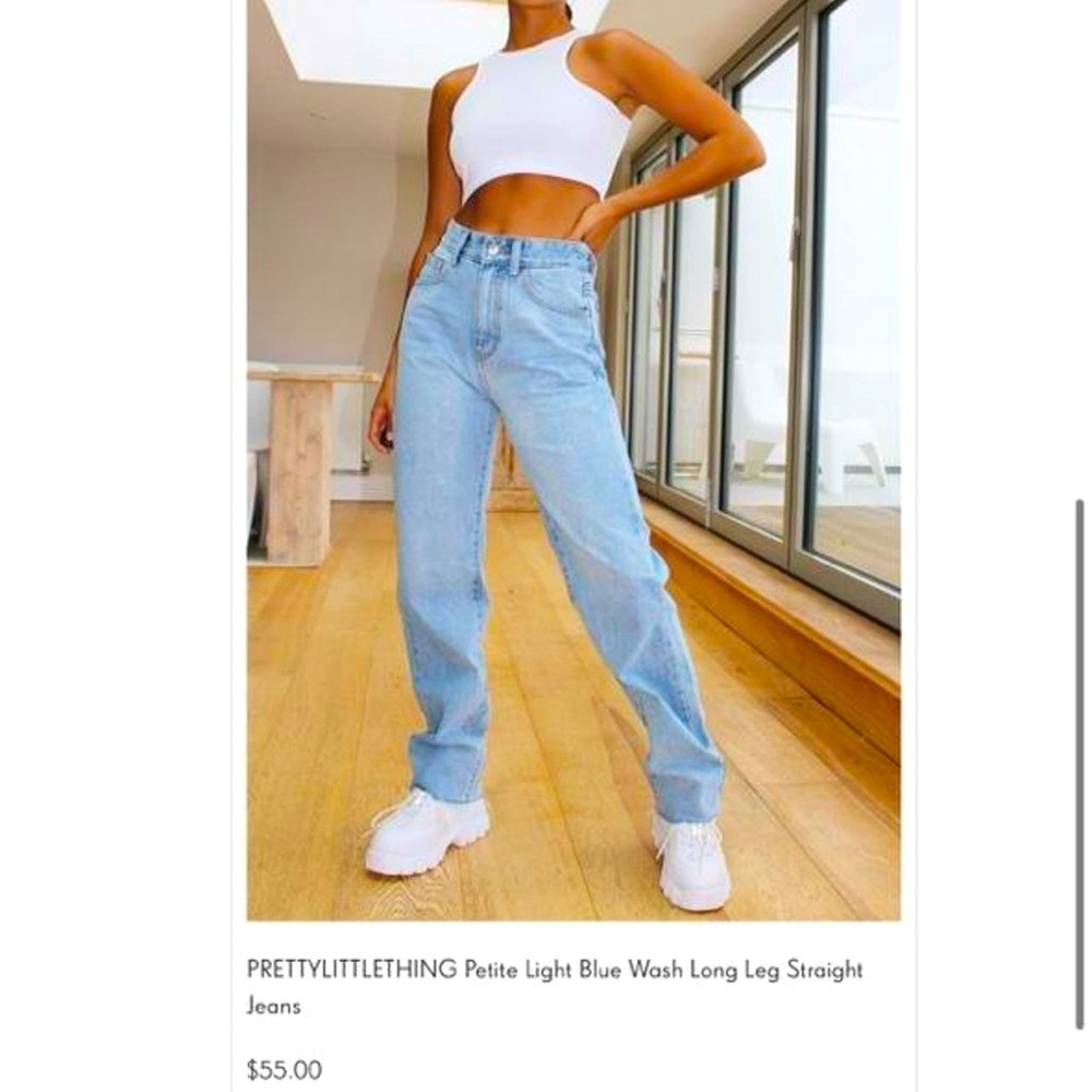 Light wash blue straight jeans